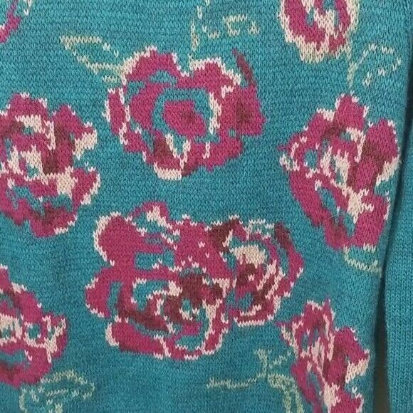 Garnet Hill Roses Wool Alpaca intarsia Sweater S - Picture 4 of 8